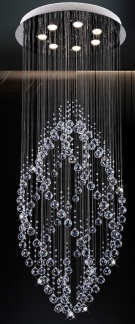 đèn thả thông tầng pha lê, đèn thả thông tầng phòng khách, đèn thả thông tầng cầu thang FT7007