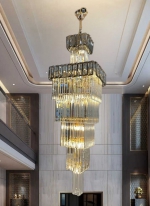 Đèn Chùm Pha Lê Thả Thông Tầng Phòng Khách KH-TPL0826 Ø500