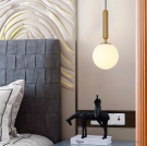 đèn thả cầu thủy tinh, đèn trang trí đầu giường ngủ, đèn thả phòng ngủ đơn giản