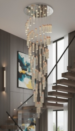 Đèn Thả Pha Lê Thông Tầng Cầu Thang UTL88856 Ø650xH3000