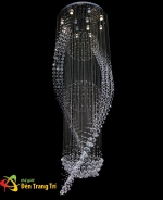 Đèn Thả Pha Lê Thông Tầng Cầu Thang UFT8002 Ø800xH2400