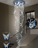 đèn thả pha lê thông tầng TPL127, đèn thả thông tầng cầu thang, đèn thả pha lê cầu thang, đèn thả thông tầng hiện đại