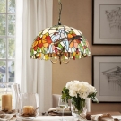 đèn thả tiffany t7740, đèn thả kính ghép màu cổ điển, đèn thả trần trang trí