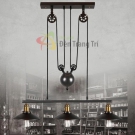 đèn thả vintage, đèn trang trí quán café, đèn thả ròng rọc, đèn thả retro