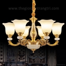 đèn chùm đồng tân cổ điển, đèn chùm đồng châu âu, đèn chùm trang trí phòng khách