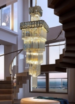 Đèn Chùm Pha Lê Thả Thông Tầng Phòng Khách KH-TPL0826 Ø500