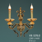 đèn tường nến đồng UVD1270-2, đèn trang trí gắn tường