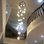 Đèn Thả Cầu Pha Lê Thông Tầng Cầu Thang KH-THD02T12 Ø600xH3000