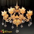 mẫu đèn trang trí phòng khách đẹp, đèn chùm nến xi vàng