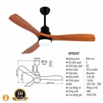 Đèn Quạt Trần Hiện Đại KH-QT5247 Ø1330