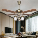 Quạt Trần Cánh Gỗ Có Đèn Chùm Cổ Điển NQ50907 Ø1200