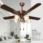 Quạt Trần 5 Cánh Gỗ Có Đèn Chùm Tân Cổ Điển AU-QT1023 Ø1320