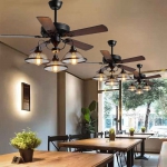 Quạt Trần 5 Cánh Gỗ Có Đèn Kiểu Vintage UDQ6116 Ø1300