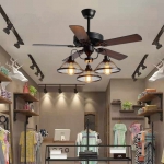 Quạt Trần 5 Cánh Gỗ Có Đèn Kiểu Vintage UDQ6116 Ø1300