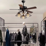 Quạt Trần 5 Cánh Gỗ Có Đèn Kiểu Vintage UDQ6116 Ø1300