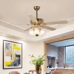 Quạt Trần 5 Cánh Gỗ Có Đèn Chùm Cổ Điển SN7929