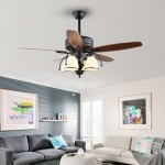 Quạt Trần 5 Cánh Gỗ Có Đèn Chùm Cổ Điển UDQ6115 Ø1300