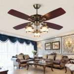 Quạt Trần 5 Cánh Gỗ Có Đèn Chùm Tân Cổ Điển NA-QT603 Ø1200