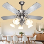 Quạt Trần 5 Cánh Gỗ Có Đèn Chùm Cổ Điển AU-QT5013 Ø1320