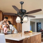 Quạt Trần 5 Cánh Gỗ Có Đèn Chùm Cổ Điển UDQ6115 Ø1300