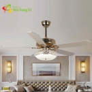 Quạt trần 5 cánh gỗ có đèn tân cổ điển QT7921, quạt trần 5 cánh gỗ có đèn led QT7921