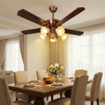 Quạt Trần 5 Cánh Gỗ Có Đèn Chùm Tân Cổ Điển AU-QT1023 Ø1320