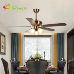 Quạt Trần 5 cánh Gổ Có Đèn Chùm Cổ Điển SN7925