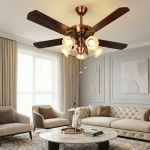 Quạt Trần 5 Cánh Gỗ Có Đèn Chùm Tân Cổ Điển AU-QT1023 Ø1320