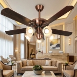 Quạt Trần 5 Cánh Gỗ Có Đèn Chùm Tân Cổ Điển AU-QT1023 Ø1320