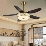 Quạt Trần 5 Cánh Nhựa Có Đèn Đồng Trang Trí UDQ6173 Φ1420