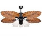 Quạt Trần 5 Cánh Lá Cọ Có Đèn QT502-5 Ø1320