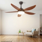 quạt trần 5 cánh nhựa có đèn QT6906-5, quạt trần có đèn led, quạt trần phòng khách hiện đại