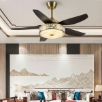 Quạt Trần 5 Cánh Nhựa Có Đèn Đồng Trang Trí UDQ6173 Φ1420