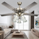 đèn quạt trang trí tân cổ điển, đèn quạt trang trí, quạt trần 5 cánh điều khiển từ xa, quạt trần 5 cánh có đèn trang trí phòng khách