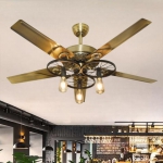 Quạt Trần 5 Cánh Sắt Có Đèn Kiểu Retro UDQ9808 Ø1300