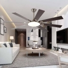 quạt trần 8 cánh gỗ có đèn led, quạt trần cánh gỗ cao cấp, quạt trần đèn led hiện đại, quạt trần phòng khách