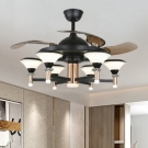 Quạt Trần Cánh Xếp Có Đèn LED UDQ6127, Quạt trần cánh cụp cánh xòe DQ6127