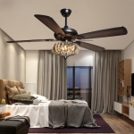 Đèn Quạt Trần Cánh Gỗ Trang Trí Phòng Khách QVifa85 Ø1230