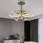 Quạt Trần Cánh Xếp Có Đèn LED Vòng Mạ Đồng NA-QT9517 Ø600