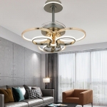 Quạt Trần Cánh Xếp Có Đèn LED Vòng Mạ Đồng NA-QT9517 Ø600