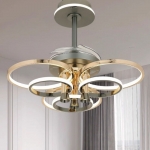 Quạt Trần Cánh Xếp Có Đèn LED Vòng Mạ Đồng NA-QT9517 Ø600