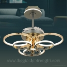 quạt trần cánh xếp có đèn trang trí phòng khách QT9517, quạt trần đèn giấu cánh kiểu mới QT9517