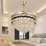 Đèn Quạt Trần Pha Lê Cánh Xếp Hiện Đại SN2716
