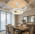 Quạt Trần Cánh Xếp Có Đèn Trang Trí Phòng Khách UQT6169