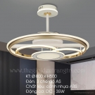 Đèn quạt cánh xếp trang trí phòng khách QT9712, quạt trần đèn trang trí phòng ăn QT9712