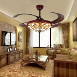 Quạt Trần Cánh Xếp Có Đèn Kiểu Tiffany UDQ6156 Φ1080