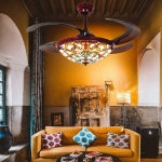 Quạt Trần Cánh Xếp Có Đèn Kiểu Tiffany UDQ6156 Φ1080