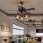 Quạt Trần 5 Cánh Gỗ Có Đèn Kiểu Vintage UDQ6116 Ø1300