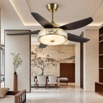 Quạt Trần 5 Cánh Nhựa Có Đèn Đồng Trang Trí UDQ6173 Φ1420