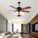 Quạt Trần Đèn Chùm 5 Cánh Gỗ NA-QT2833 Ø1320